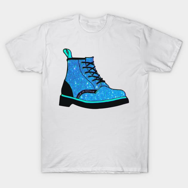 Glittery Sparkly Blue Boot T-Shirt by ROLLIE MC SCROLLIE